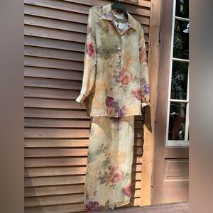 Christy Lyn set floral Sleeveless dress tie back with matching jacket NWOT